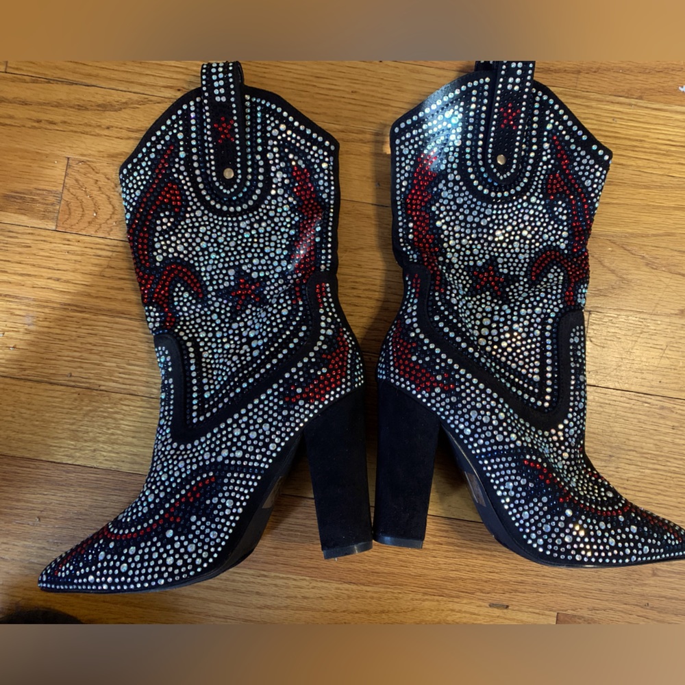 Azalea Wang Akira Rhinestone Cowboy Boot